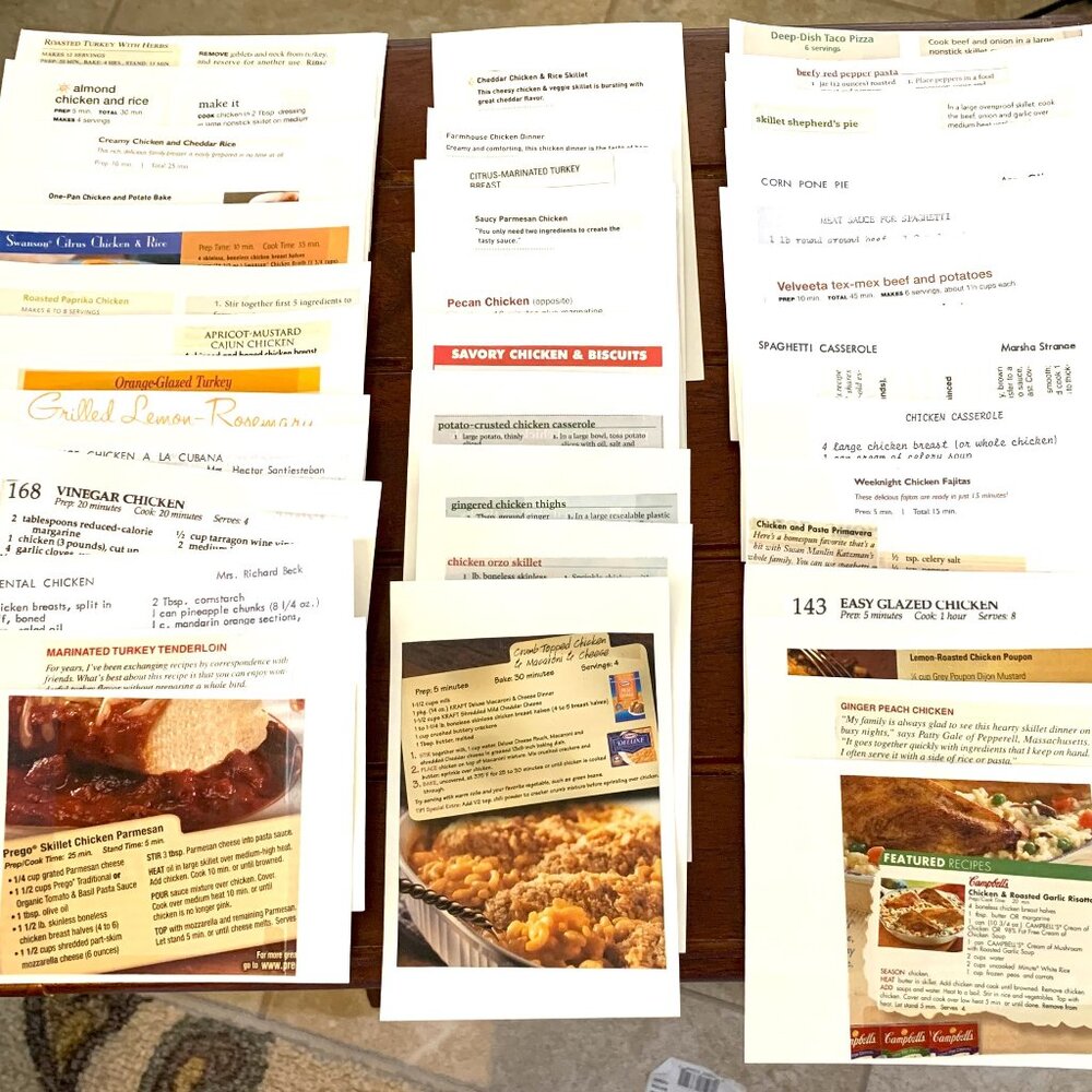 Lot of 40 Vintage Recipe Cards - Handwritten, Magazine Clips #3